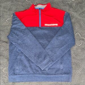 Vineyard Vines Red and Blue Quarter Zip Shep Shirt